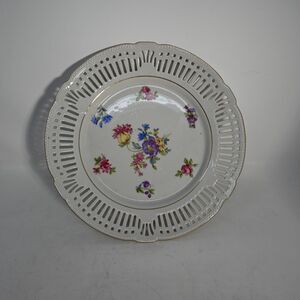 Vintage Schwarzenhammer Bavaria US Zone Reticulated Floral Plate